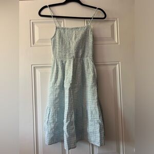 Blue and white gingham dress